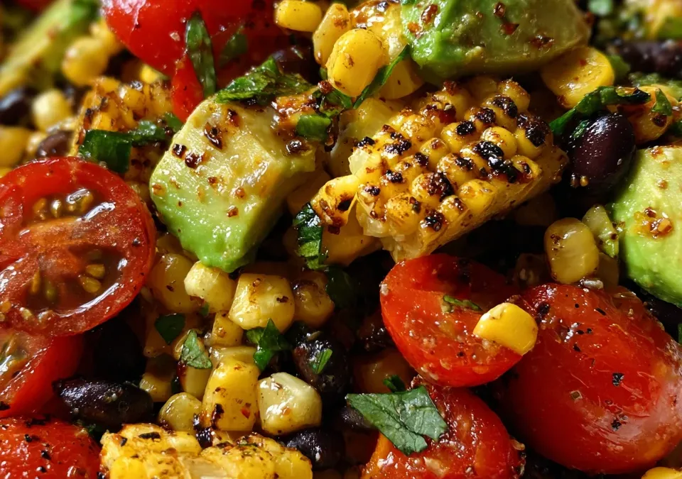 Grilled Corn & Avocado Black Bean Salad
