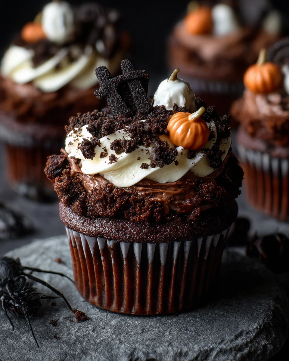 Halloween Graveyard Chocolate Cupcake Sandwiches