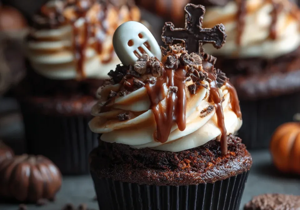 Halloween Graveyard Chocolate Cupcake Sandwiches