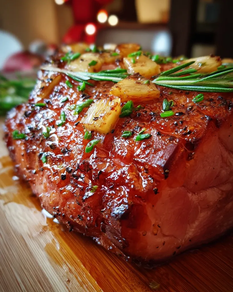 Honey-Glazed Christmas Ham with Cloves and Pineapple