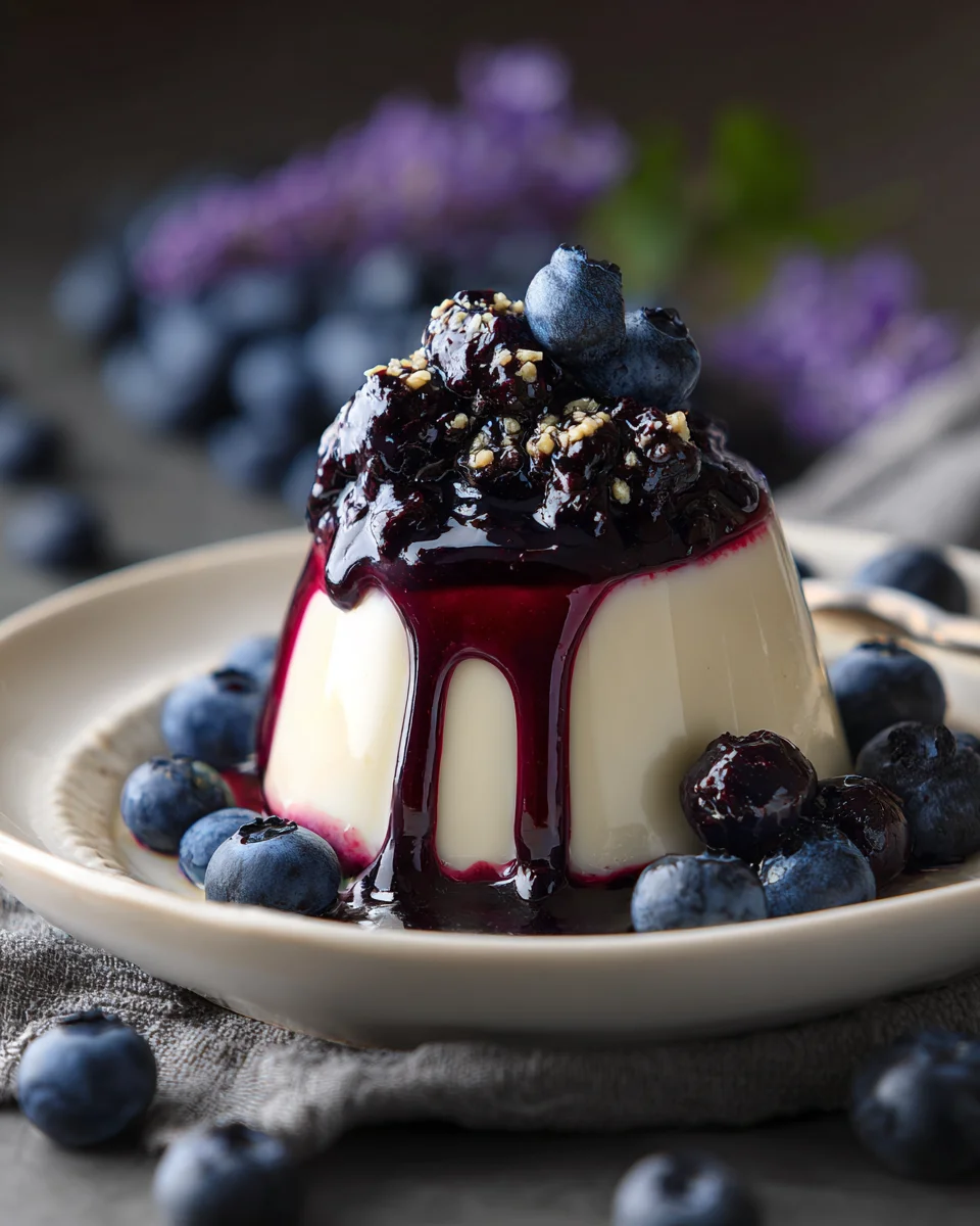 Lavender & Honey Panna Cotta with Blueberry Sauce