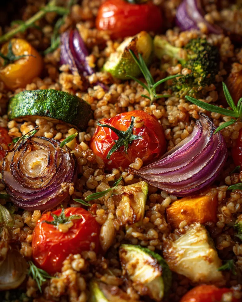 Lebanese Freekeh Pilaf with Roasted Vegetable