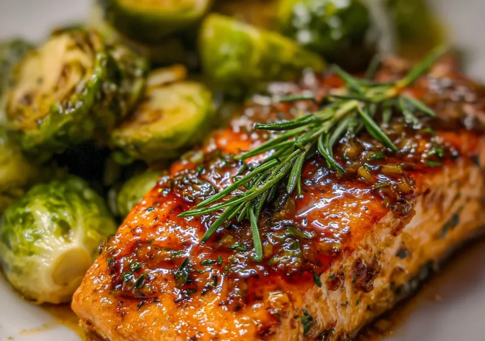 Maple Dijon Salmon with Roasted Brussels Sprouts