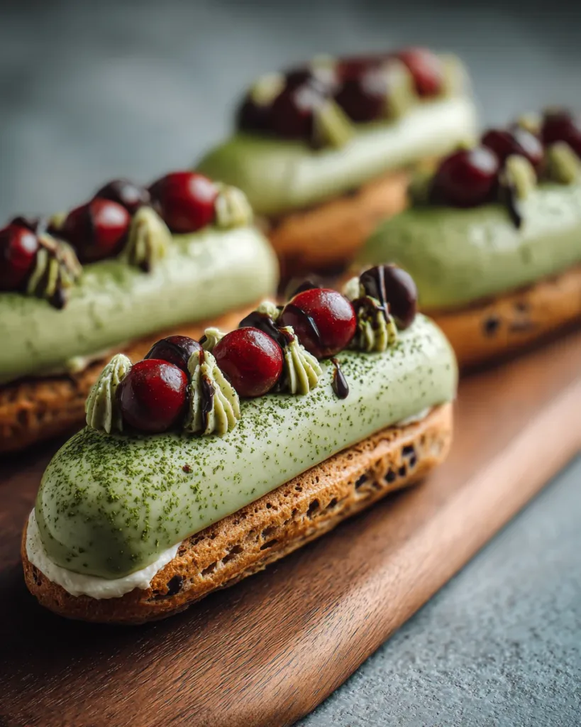 Matcha & Red Bean Eclairs
