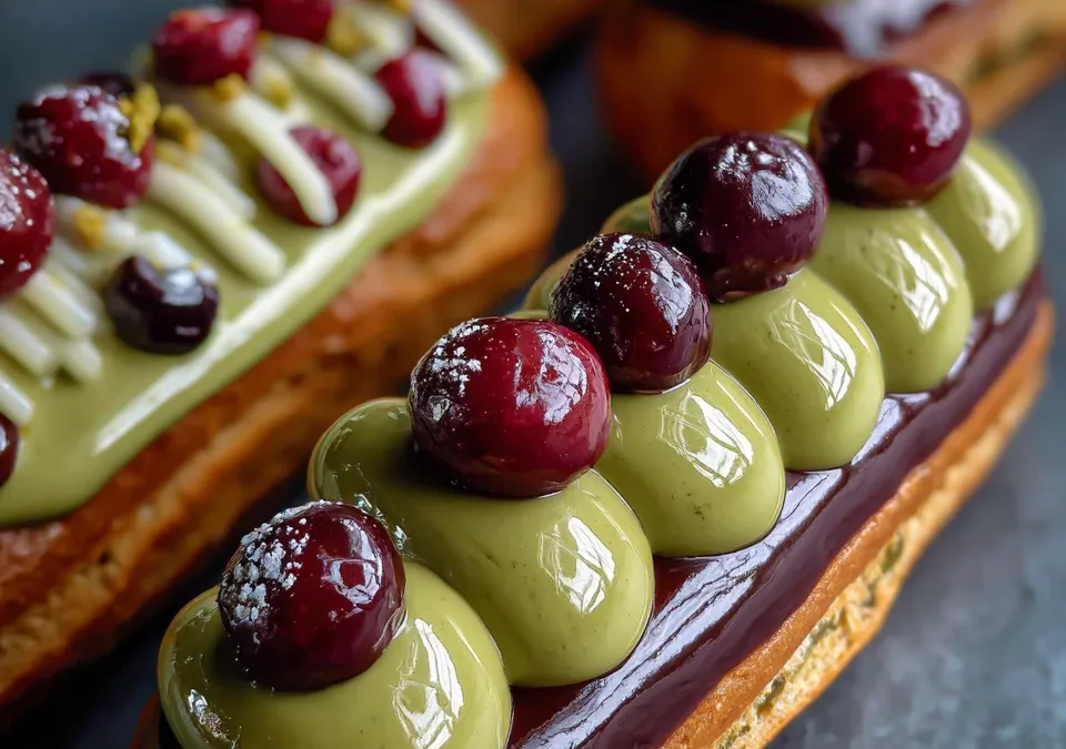 Matcha & Red Bean Eclairs