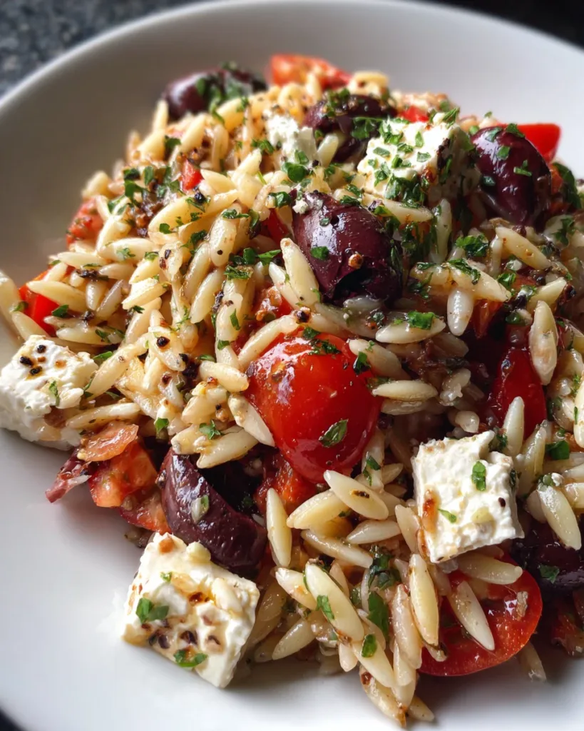Mediterranean Orzo Salad with Feta and Olives