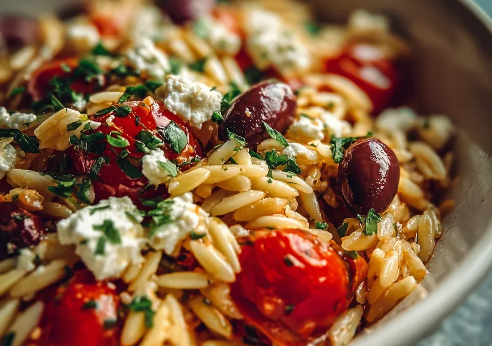Mediterranean Orzo Salad with Feta and Olives