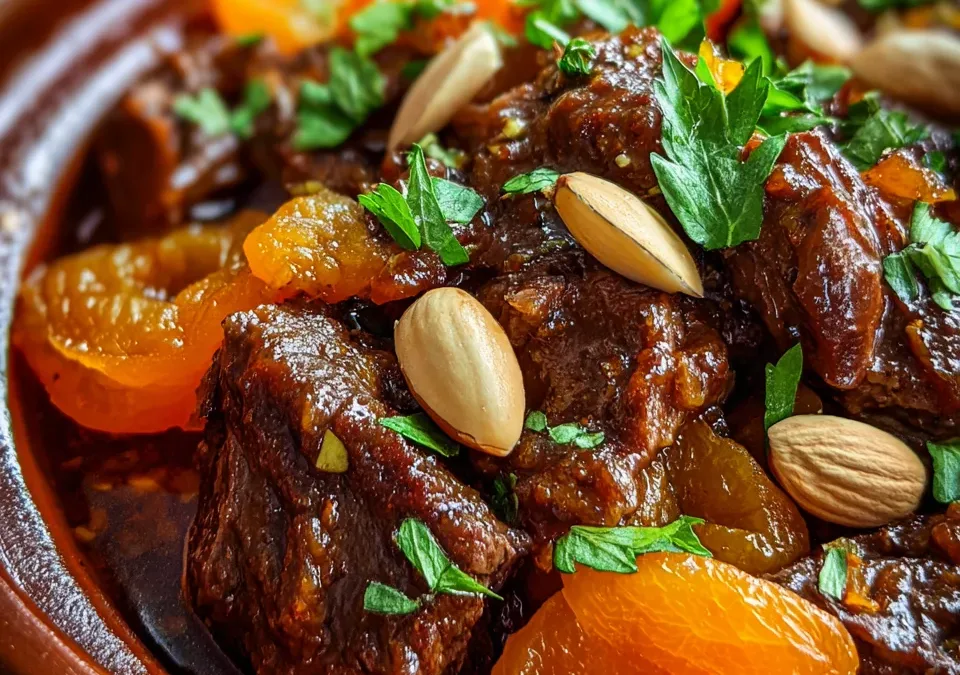 Moroccan Lamb Tagine with Apricots & Almonds