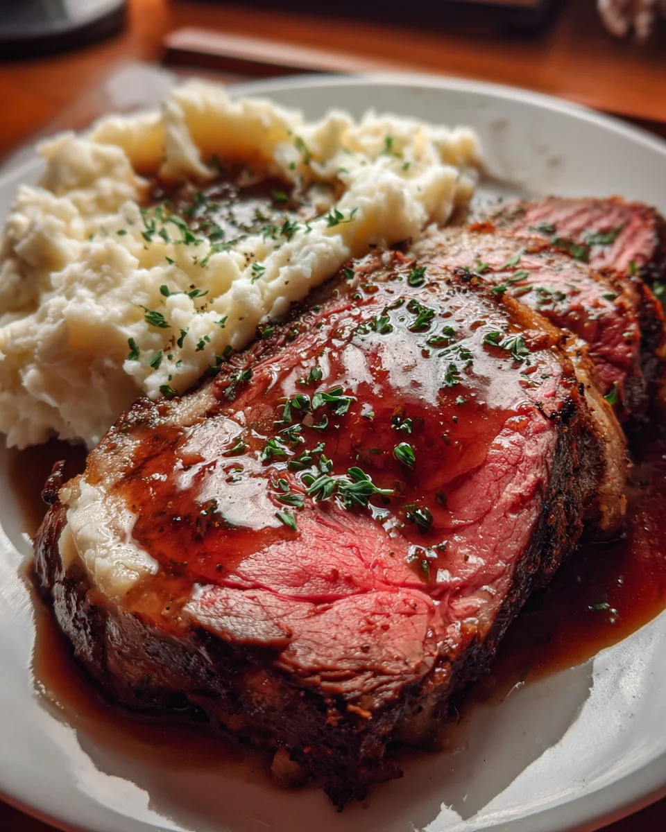 Prime Rib Roast with Garlic Mashed Potatoes