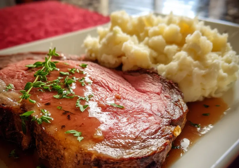 Prime Rib Roast with Garlic Mashed Potatoes