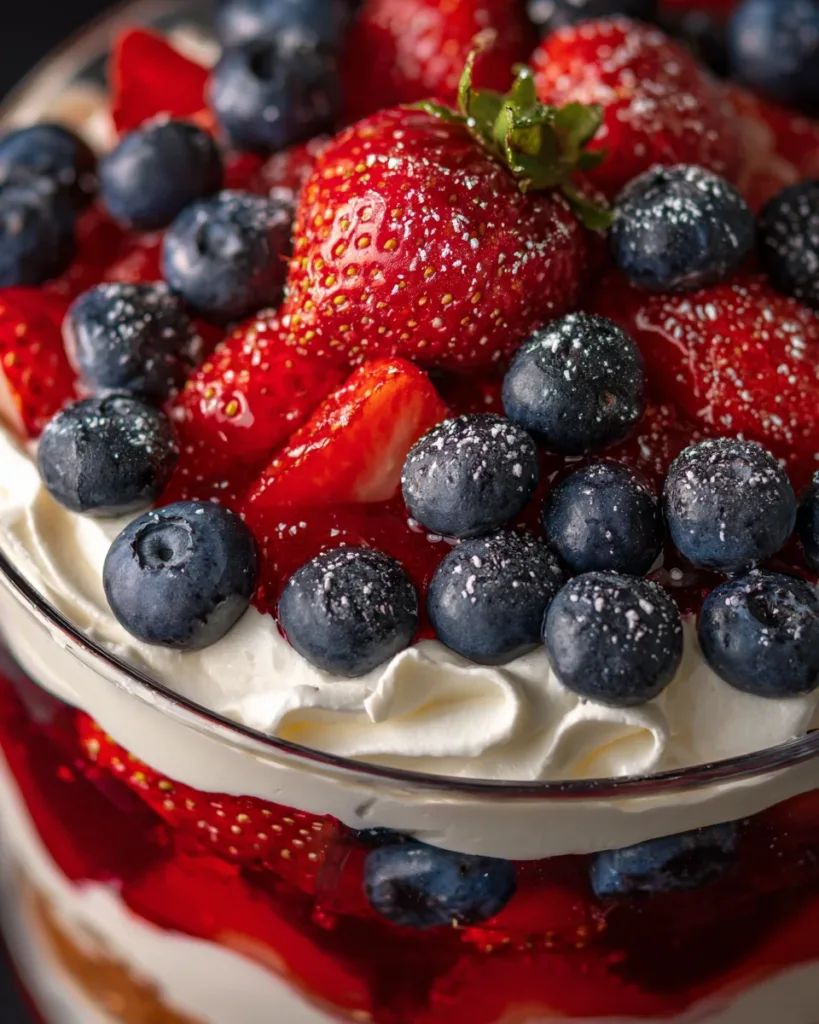 Red White and Blue Fruit Trifle