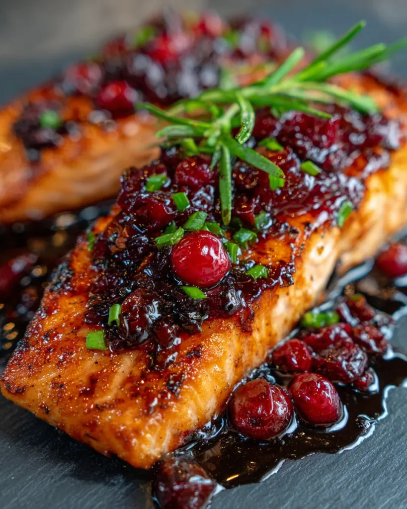 Salmon with Cranberry Balsamic Reduction