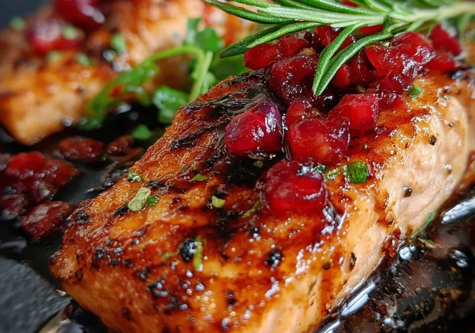 Salmon with Cranberry Balsamic Reduction