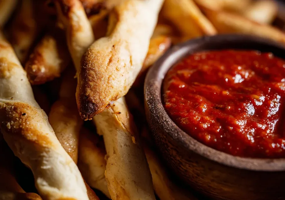 Spooky Halloween Witch's Finger Breadsticks with Marinara Dip