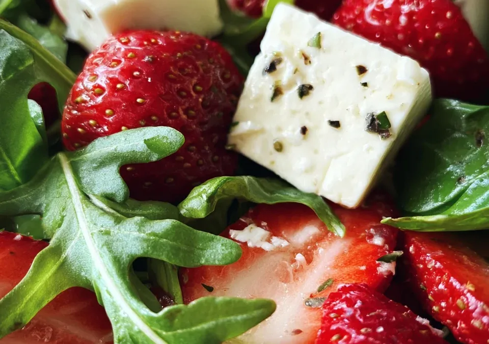Strawberry Basil Arugula & Brie Salad