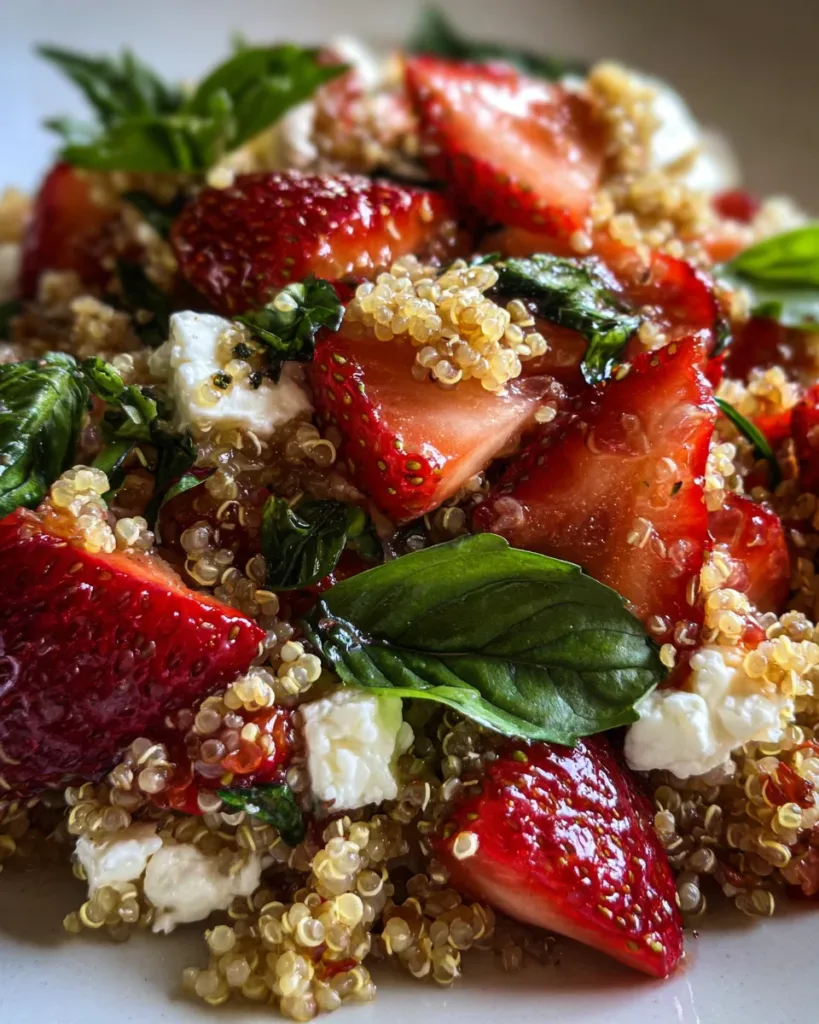 Strawberry Basil Quinoa Salad with Goat Cheese