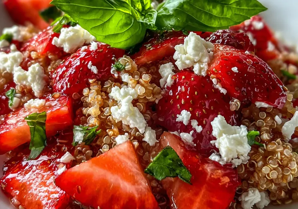 Strawberry Basil Quinoa Salad with Goat Cheese