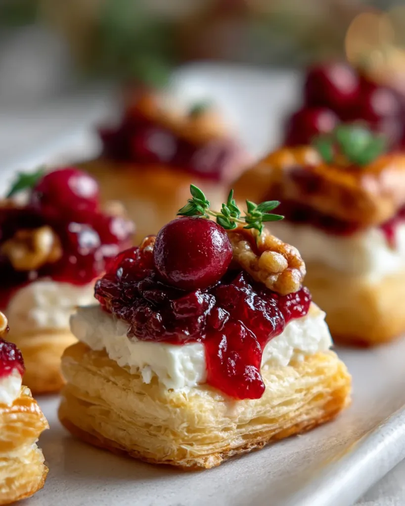 Thanksgiving Cranberry Brie Bites on Puff Pastry