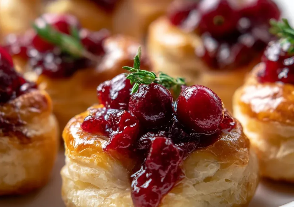 Thanksgiving Cranberry Brie Bites on Puff Pastry