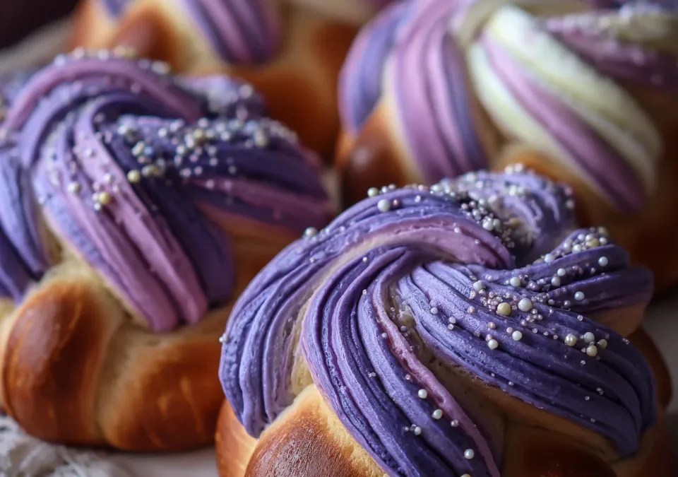 Ube Swirl Brioche Buns