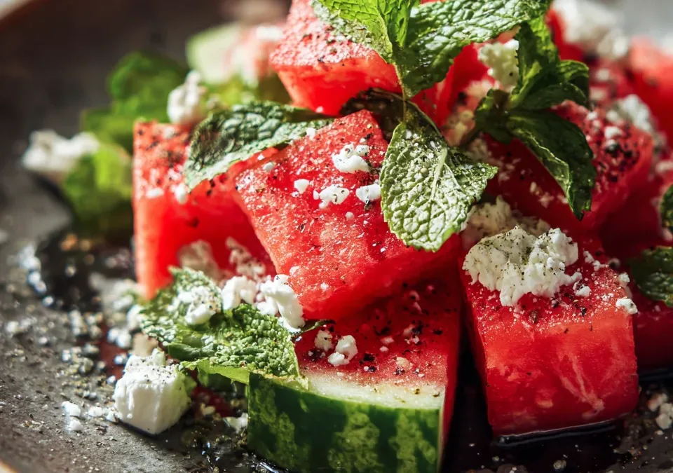 Watermelon Feta Mint & Cumin Salad