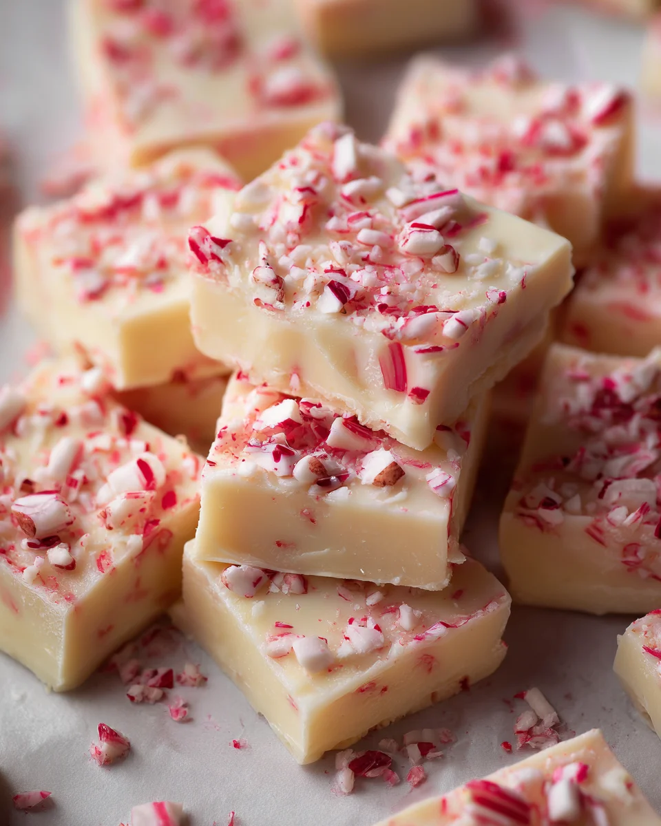 White Chocolate Peppermint Bark Fudge