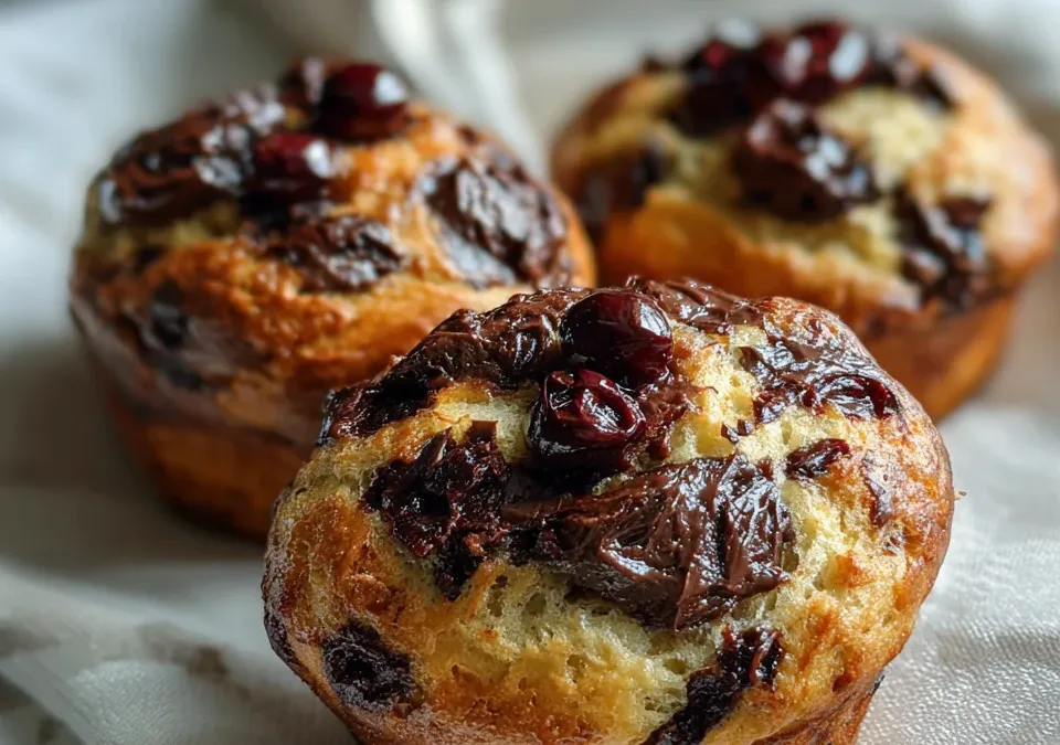 chocolate cherry babka muffins