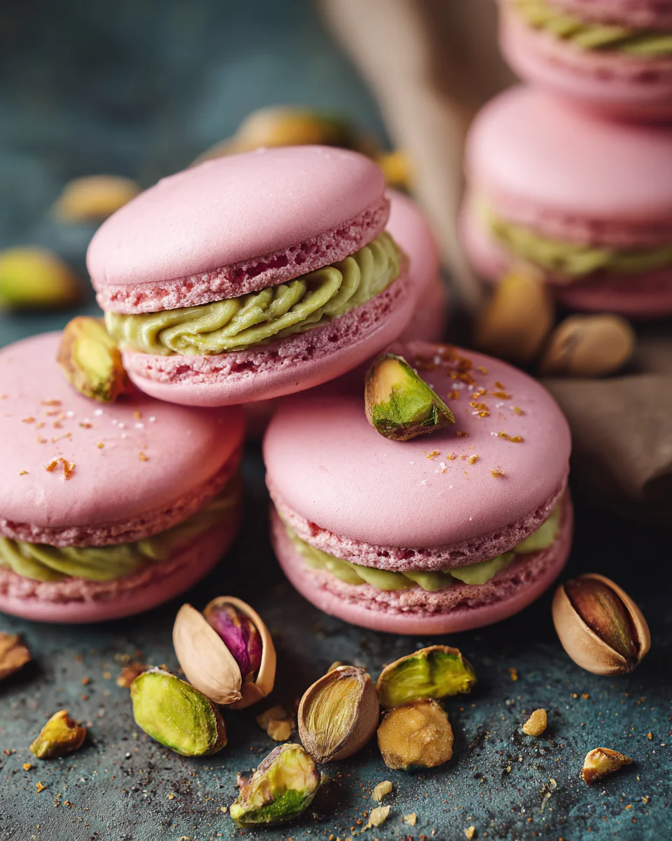 pistachio rose water macarons