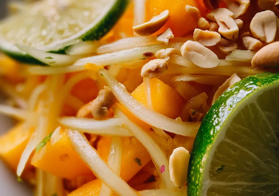 thai mango papaya salad peanut lime