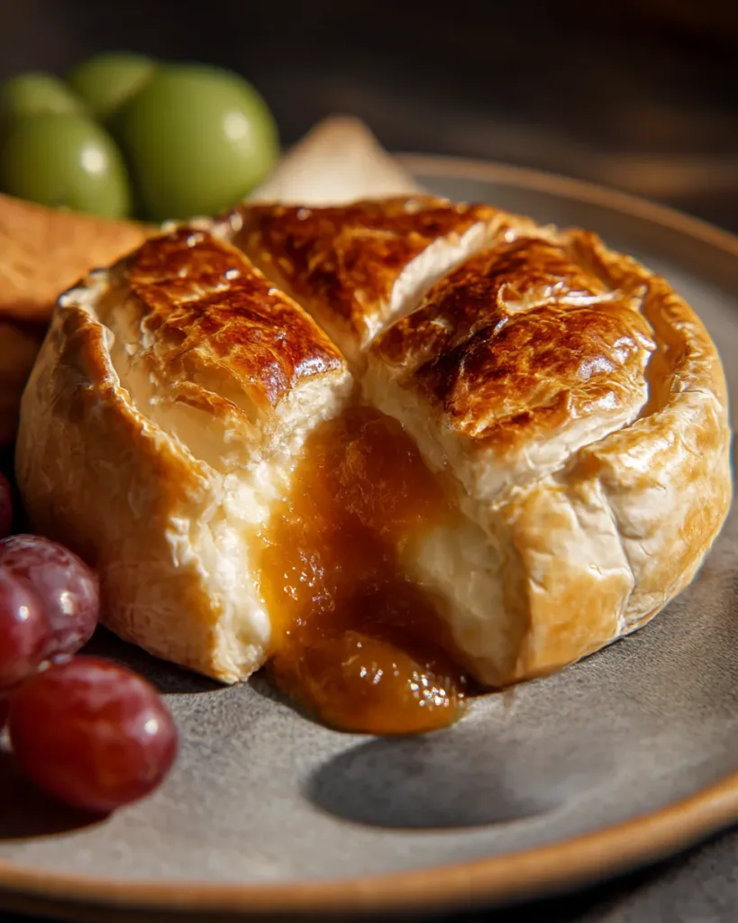 Baked Brie en Croûte with Apricot Jam