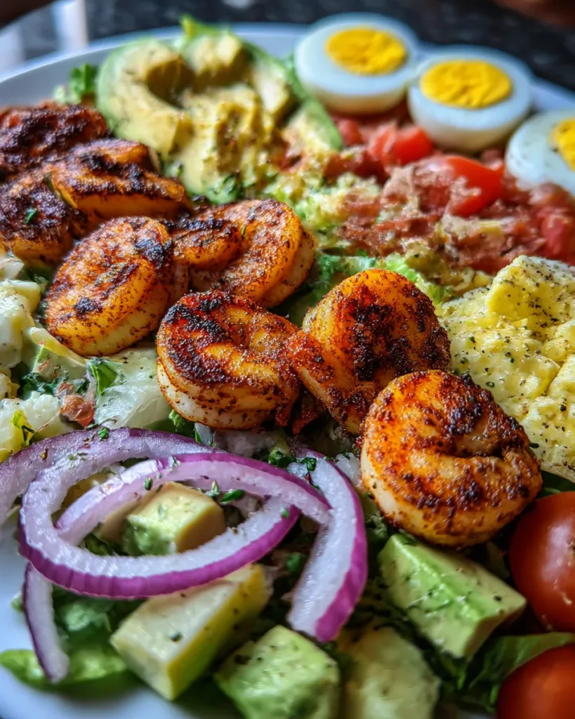 Blackened Shrimp and Avocado Cobb Salad