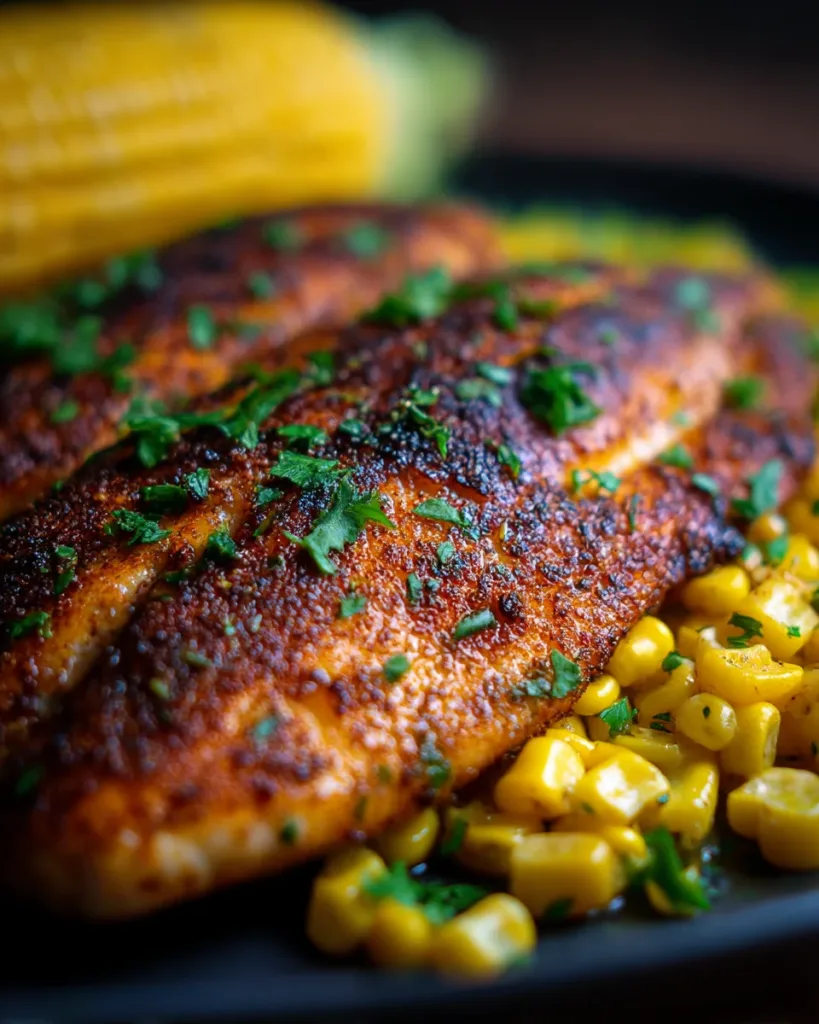 Cajun Blackened Tilapia with Corn
