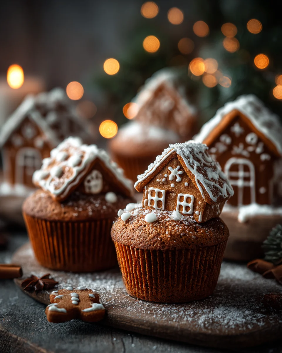 Christmas Gingerbread House Muffins