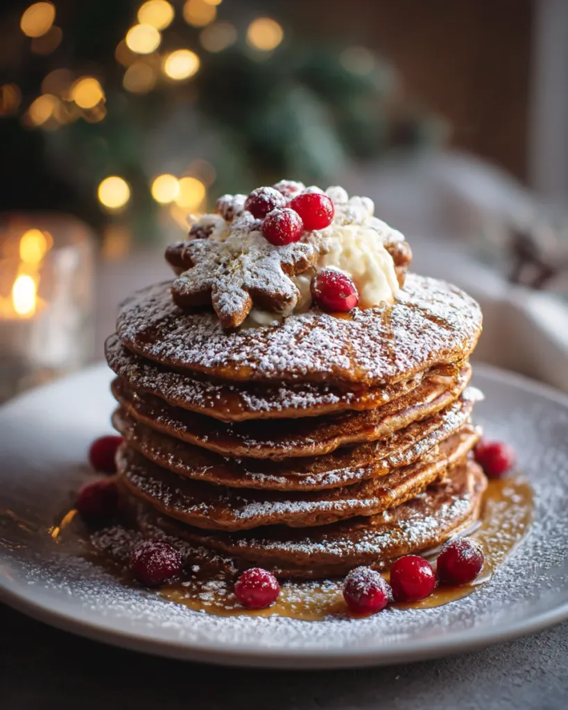 Christmas Gingerbread Pancake Stack