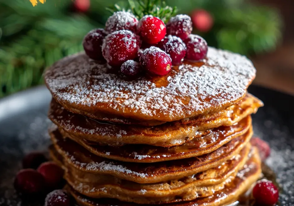 Christmas Gingerbread Pancake Stack