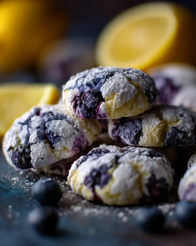 Easter Lemon-Blueberry Crinkle Cookies