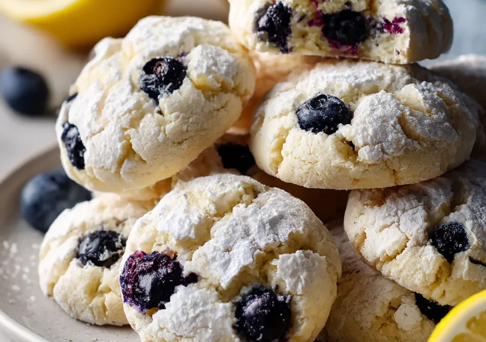 Easter Lemon-Blueberry Crinkle Cookies