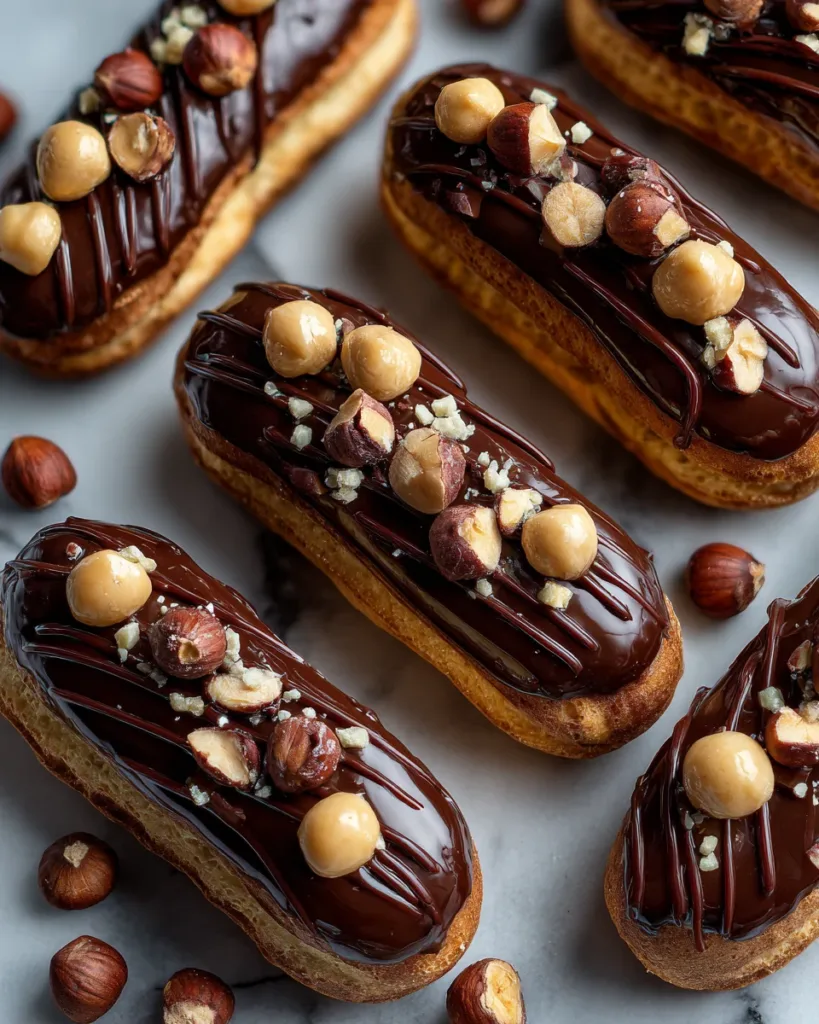 Hazelnut Praline Eclairs