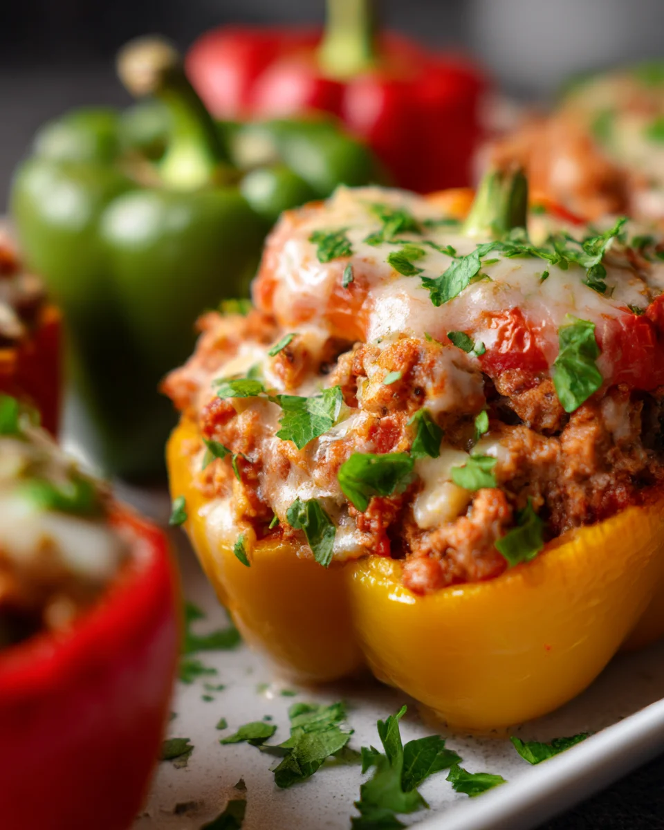 Healthy Turkey Taco Stuffed Peppers Keto Style