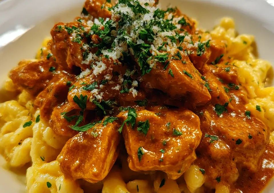 Hungarian Paprikash with Chicken & Spaetzle