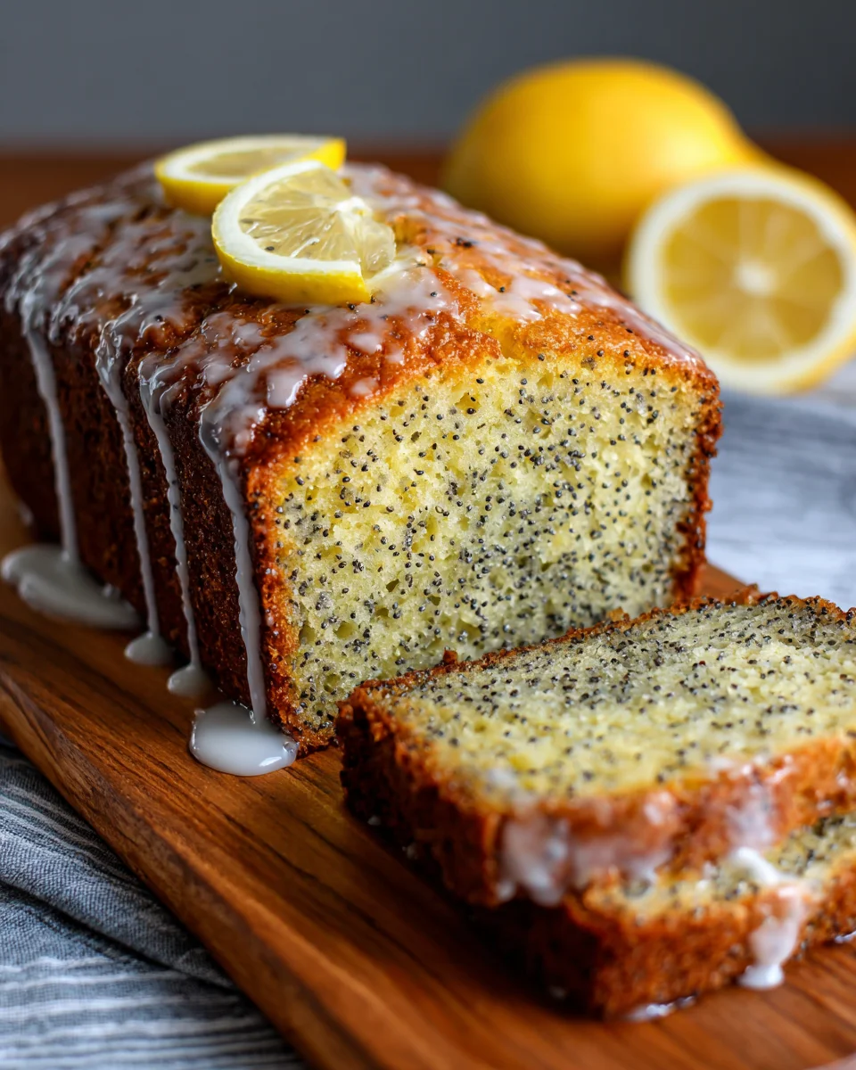 Moist Lemon Poppy Seed Loaf with Zingy Glaze