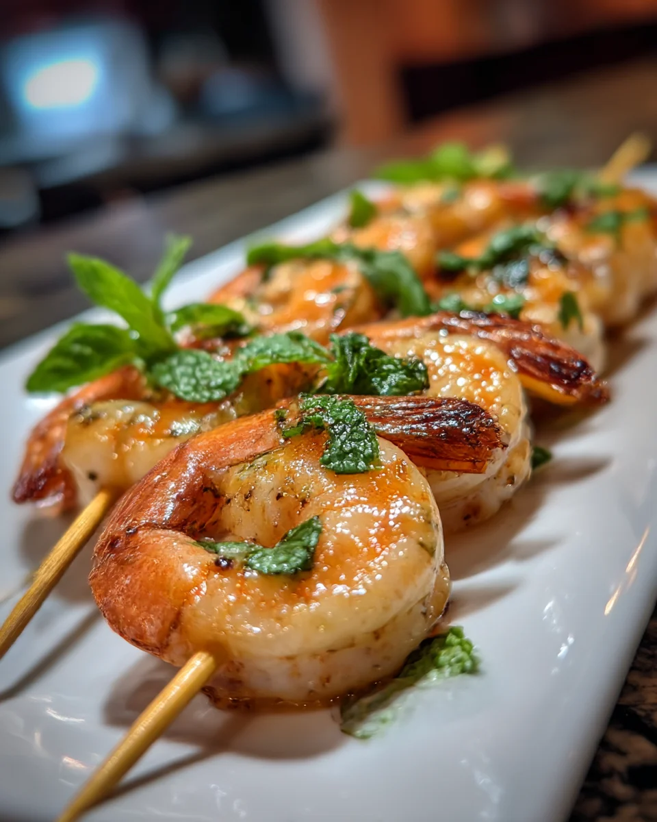 Peppermint Shrimp Cocktail Skewers