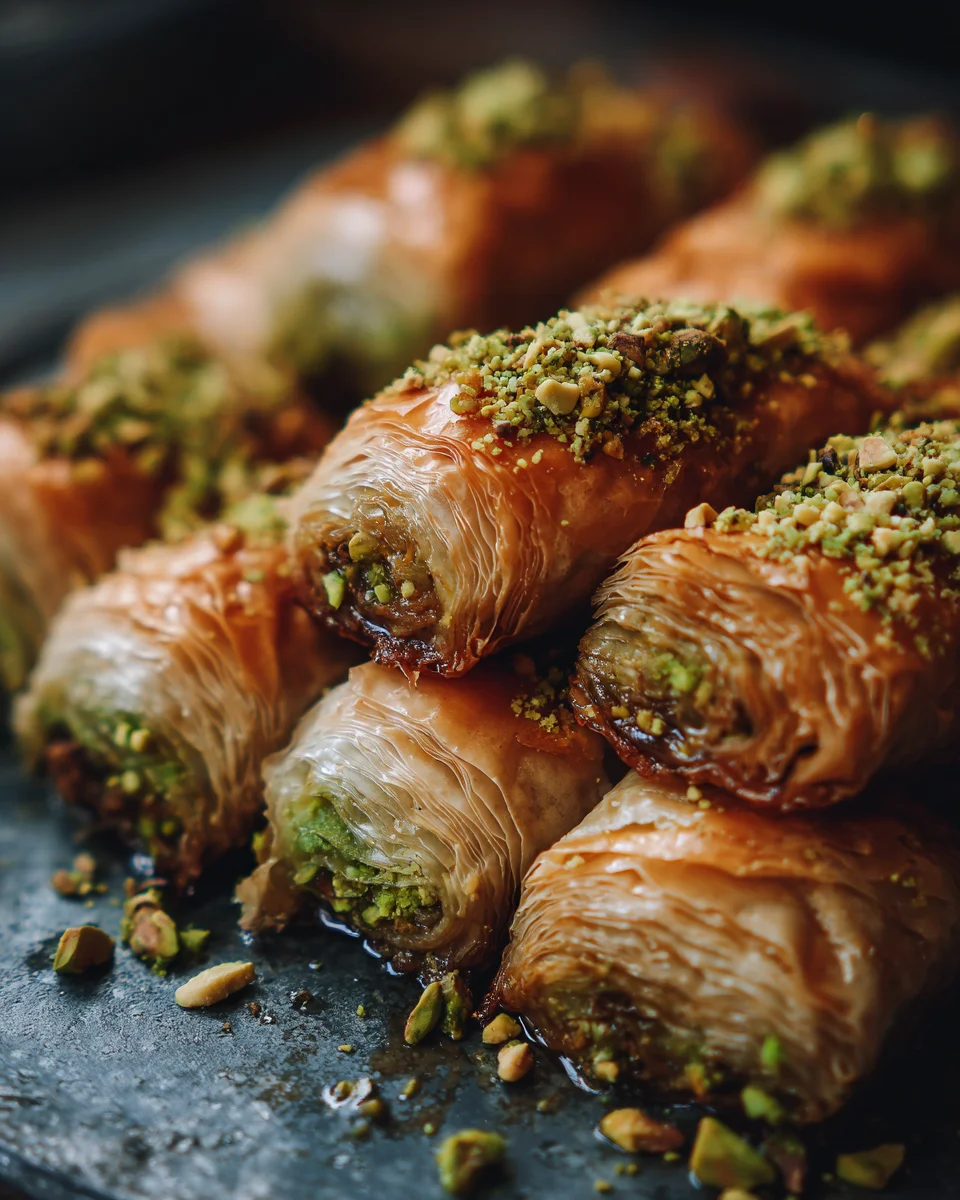 Pistachio Baklava Rolls