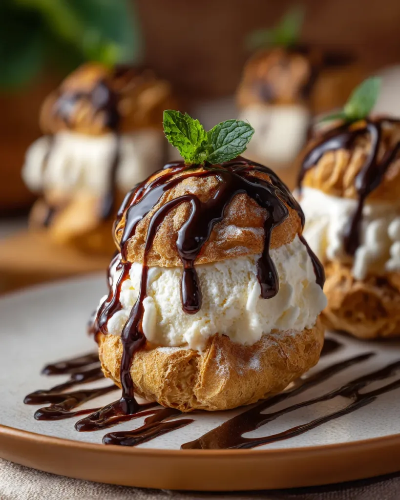 Profiteroles with Vanilla Ice Cream