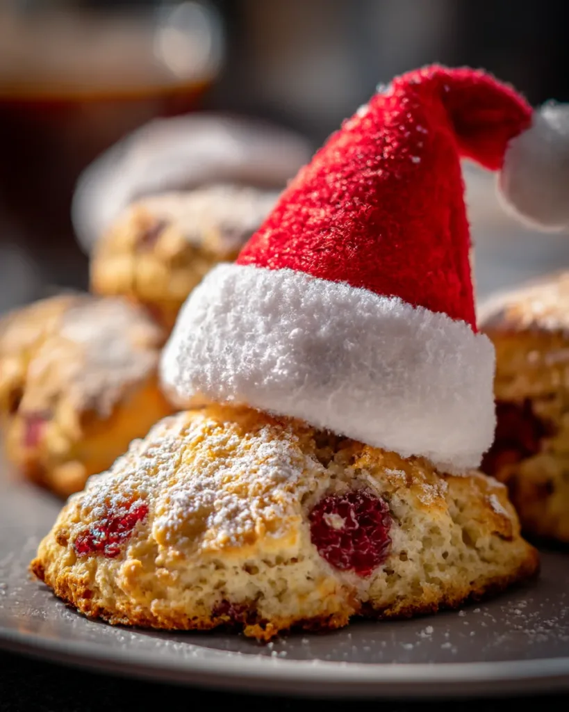 Santa Hat Raspberry Lemon Scones