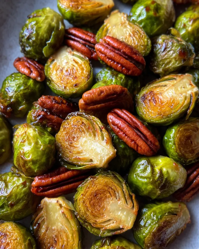 maple balsamic brussels sprouts pecans
