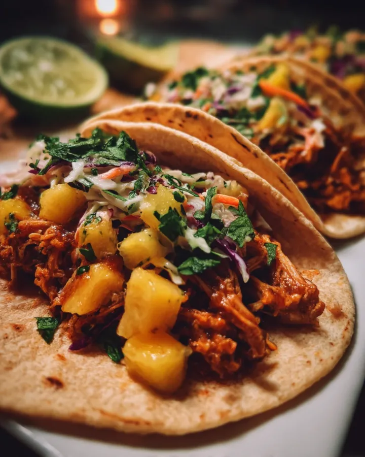 BBQ Jackfruit Tacos with Pineapple Slaw