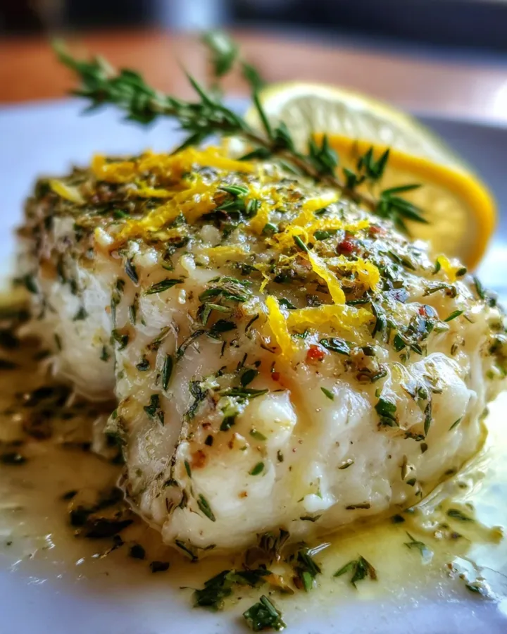 Baked Cod with Herb Butter and Lemon Zest