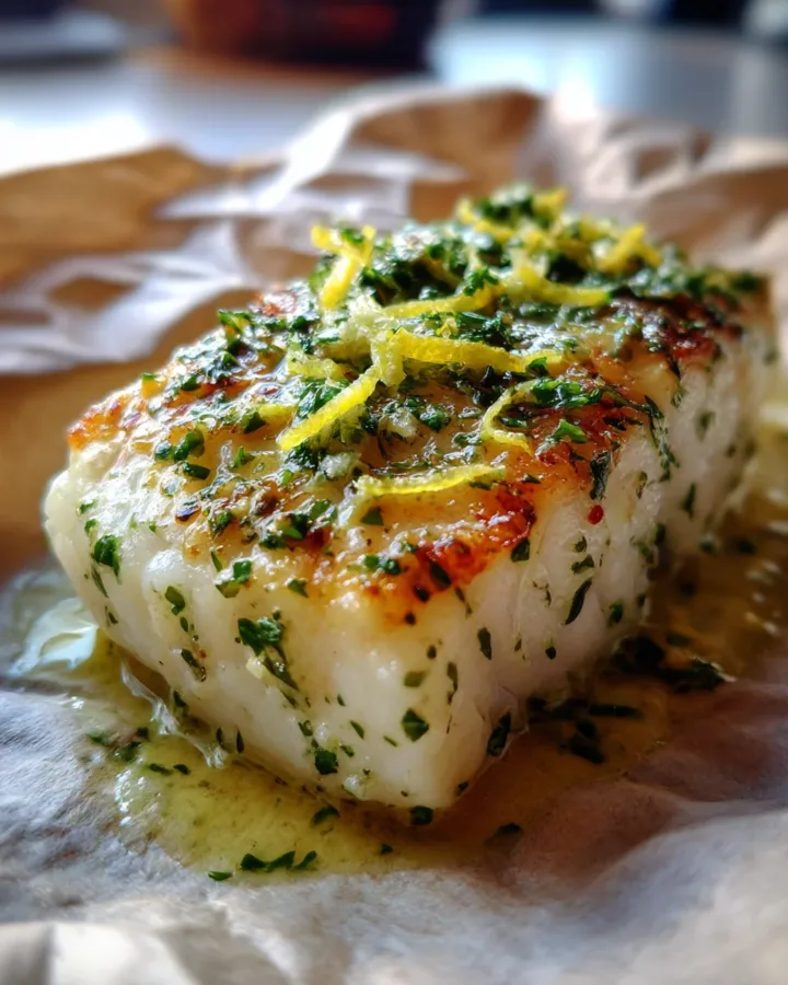 Baked Cod with Herb Butter and Lemon Zest