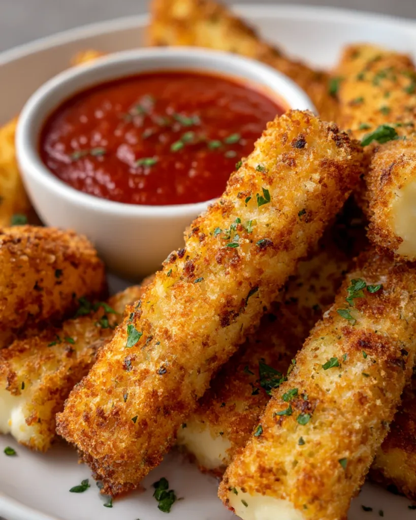 Baked Mozzarella Sticks with Marinara Sauce